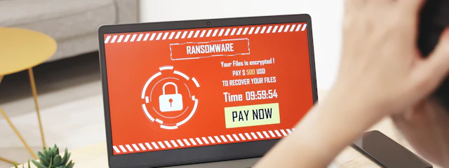 Ein Ransomware-Angriff auf einem Laptop