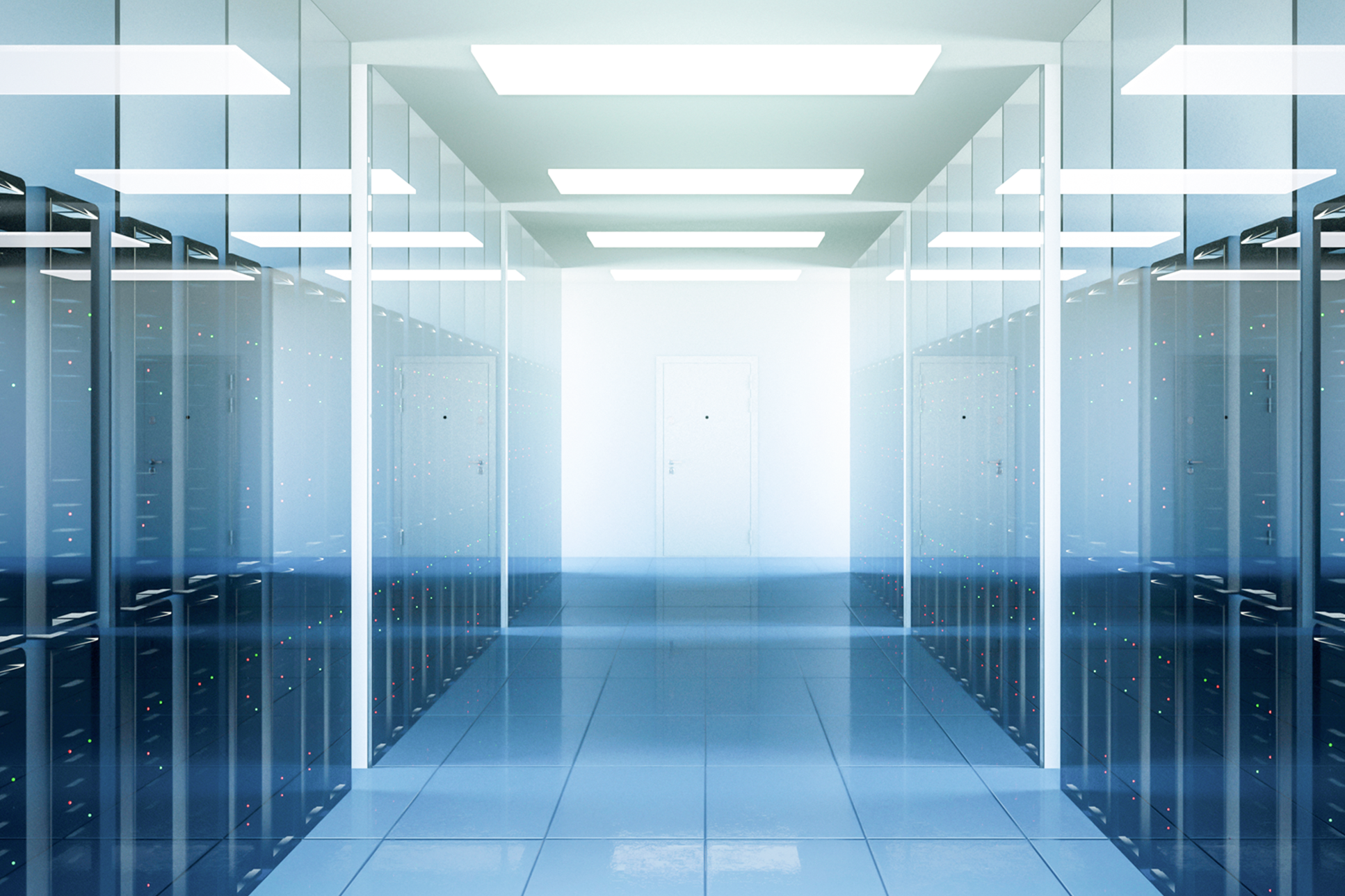 Ein modernes Rechenzentrum mit vielen Servern.