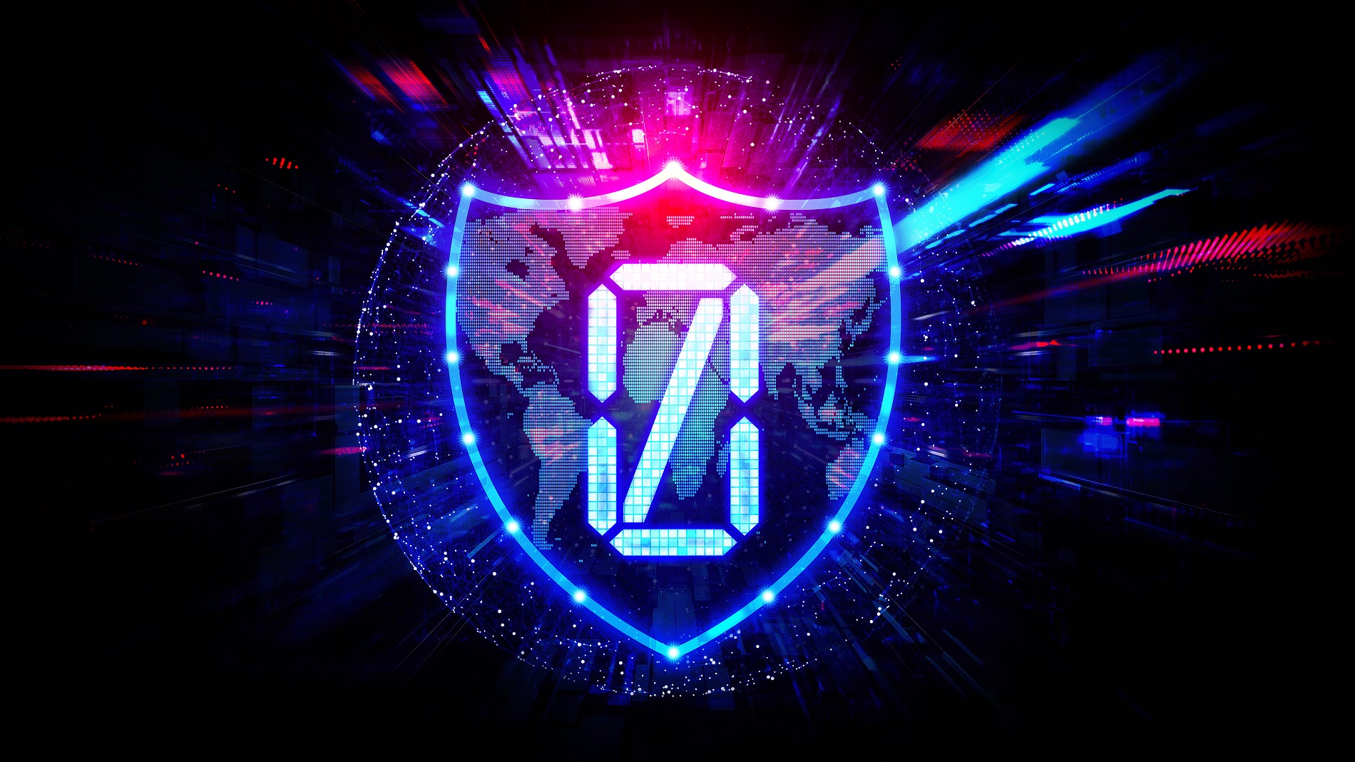 Ein virtuelles Schutzschild mit einer durchgestrichenen Null drauf