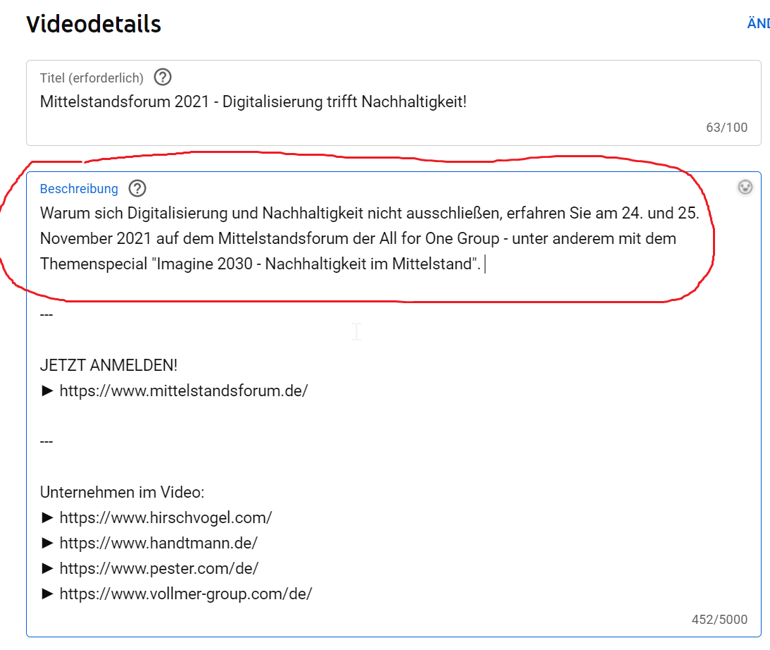 Screenshot Videobeschreibung