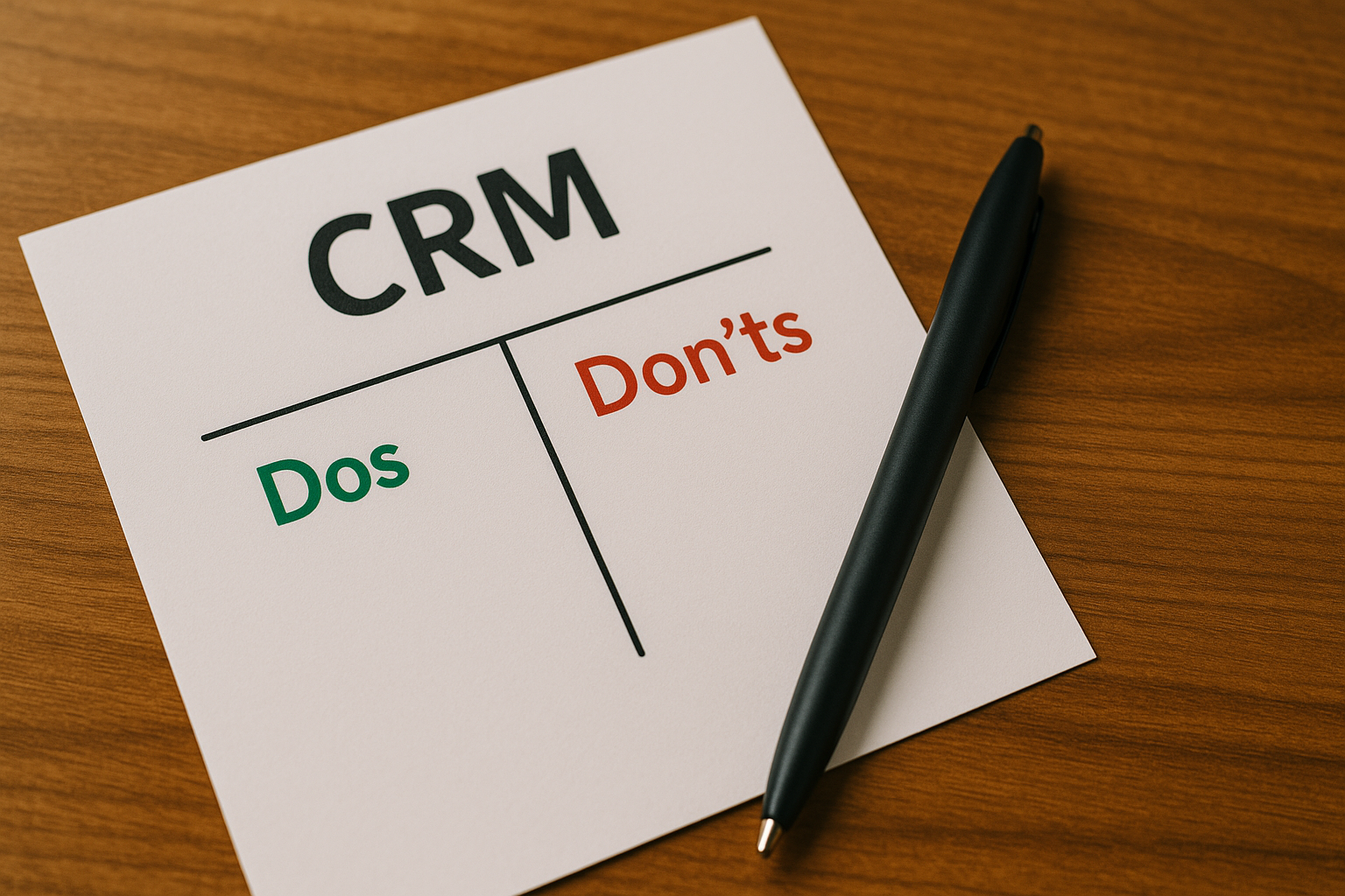 Ein Blatt Papier auf dem Dos & Don'ts für die CRM-Einführung notiert werden können
